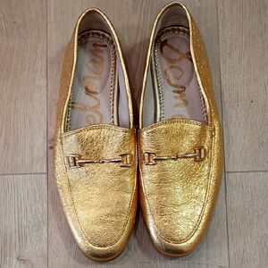 ✨Sam Edelman Loraine/Lior Loafers 6 | Metallic Gold Leather 👑 Loafer Flats